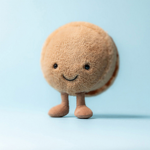 jellycat amuseables knuffelmacaron chocola - 12 cm