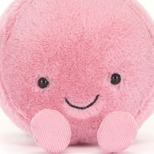 jellycat amuseables knuffelmacaron framboos - 12 cm