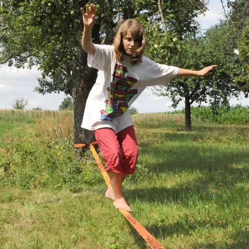 kids at work jeu d'équilibre - slackline jaune