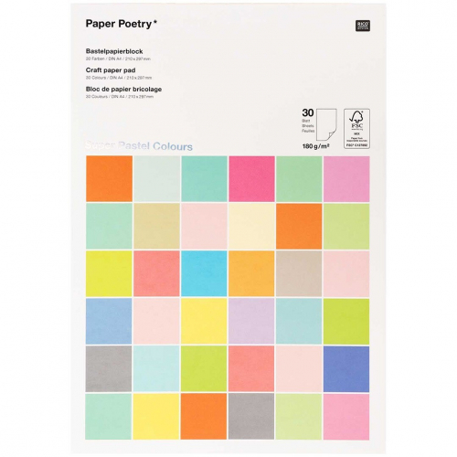 knutselpapier pastel - 30 vellen