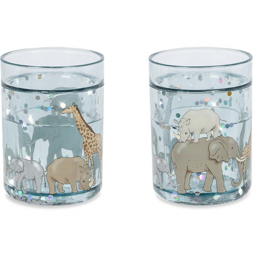 konges sløjd kinderbekers met glitter safari - blauw -  2st