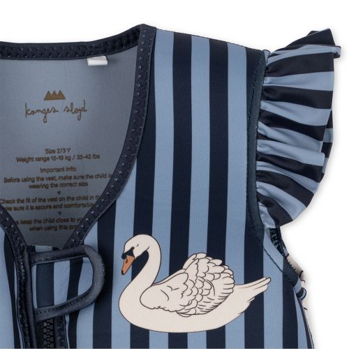konges sløjd zwemvest frill - swan stripe - 1-2 jaar