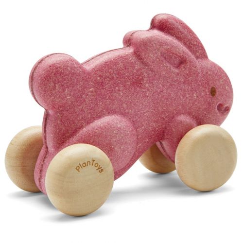 plan toys rijdend konijn - roze