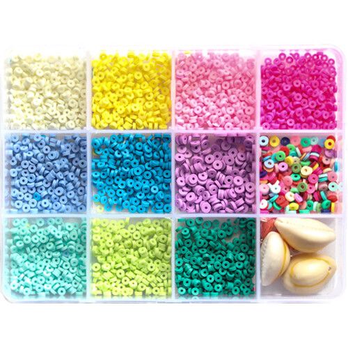 la petite épicerie heishi kralen in 11 kleuren met accessoires - pop - 3 mm