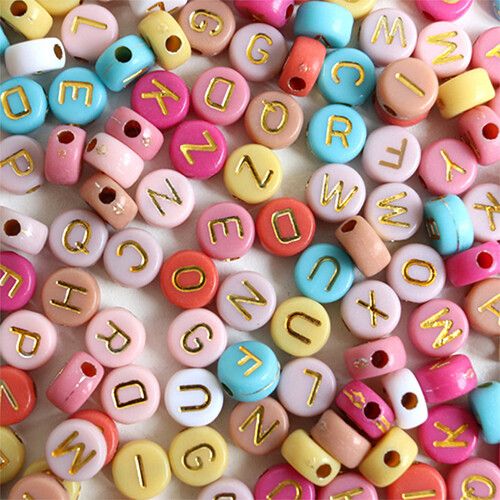 la petite épicerie rijgkralen alfabet - roze mix