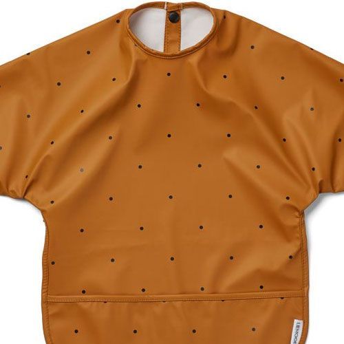 liewood mouwslab met voorvakje - classic dot mustard