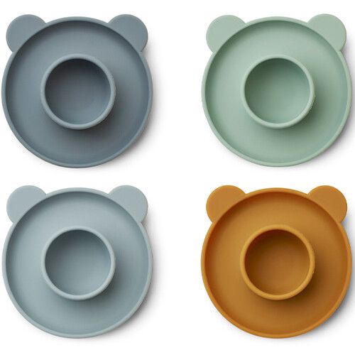 liewood siliconen eierdopjes janus - mr bear - blue multi mix- 4st