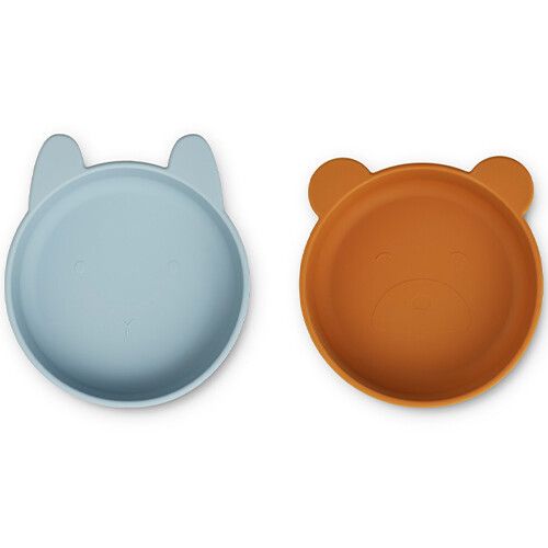 liewood siliconen kinderkommen vanessa - sea blue-mustard mix - 2st
