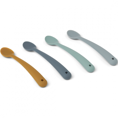 liewood siliconen kinderlepels siv - blue multi mix - 4st