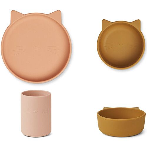liewood siliconen kinderservies cyrus - cat - rose multi mix
