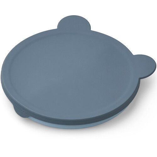 liewood siliconen vakjesbord met deksel frodo - mr bear - whale blue sea blue mix