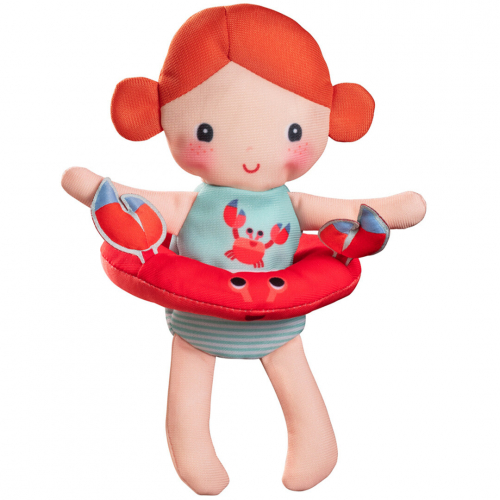 lilliputiens badpop met zwemband - krab - 18 cm