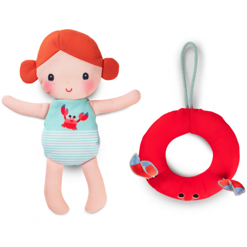 lilliputiens badpop met zwemband - krab - 18 cm