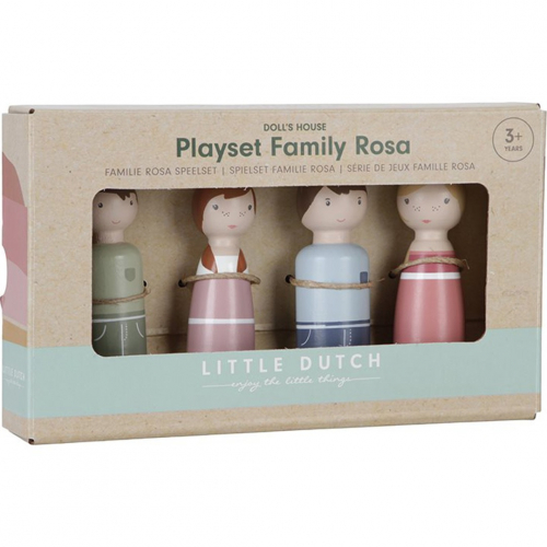 little dutch poppenhuispoppen familie rosa - 4st