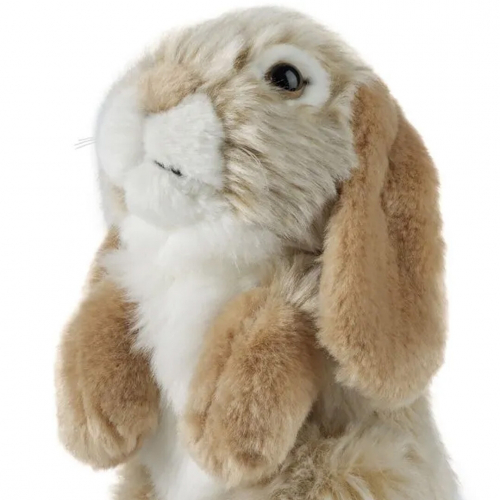 living nature knuffel hangoor konijn zittend - bruin - 18 cm