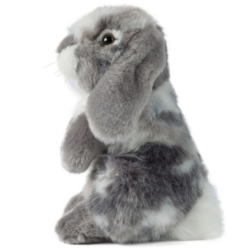 living nature knuffel hangoor konijn zittend - grijs - 18 cm