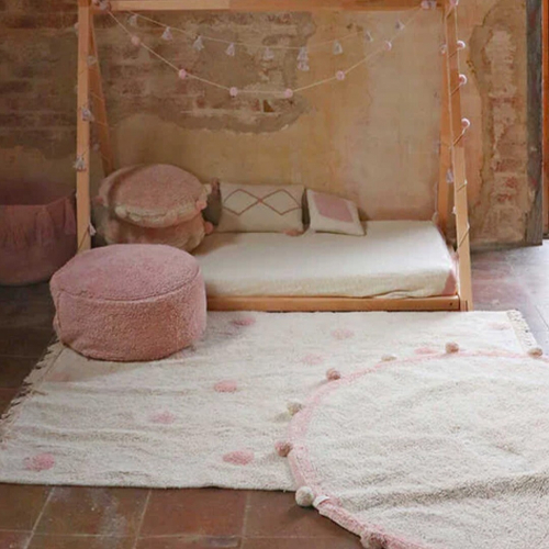 lorena canals vloerkleed hippy dots - vintage rose - 120x160 cm