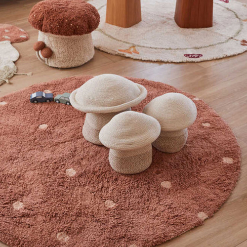 lorena canals vloerkleed rond stippen - chestnut - Ø140 cm