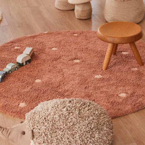 lorena canals vloerkleed rond stippen - chestnut - Ø140 cm