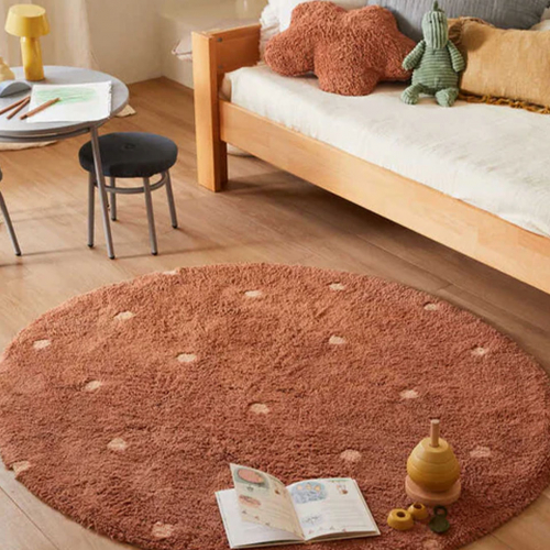 lorena canals vloerkleed rond stippen - chestnut - Ø140 cm