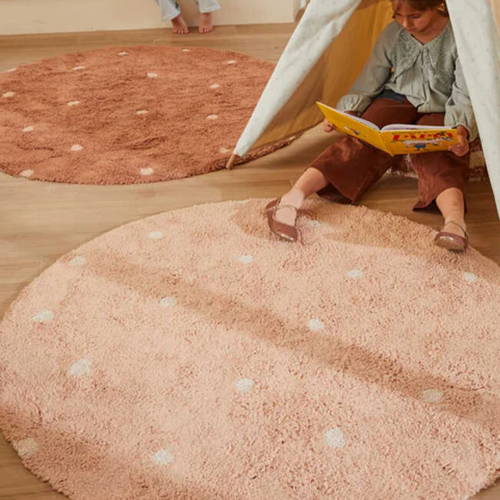 lorena canals vloerkleed rond stippen - rose - Ø140 cm