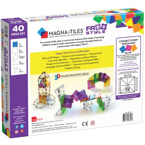 magna-tiles magnetische tegels clear colors - freestyle - 40st  