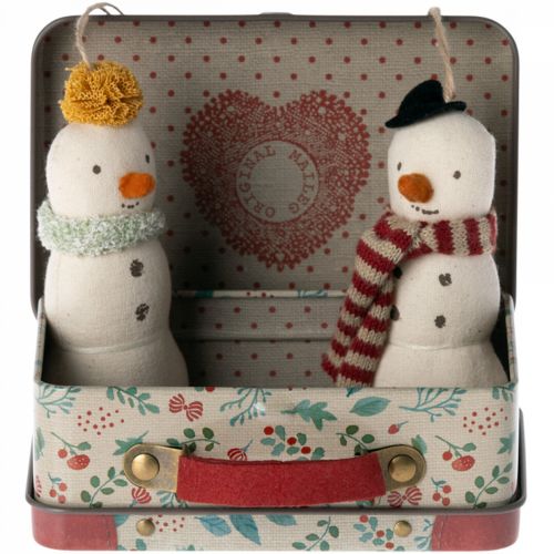 maileg hangversiering sneeuwpop in koffertje - 2st 