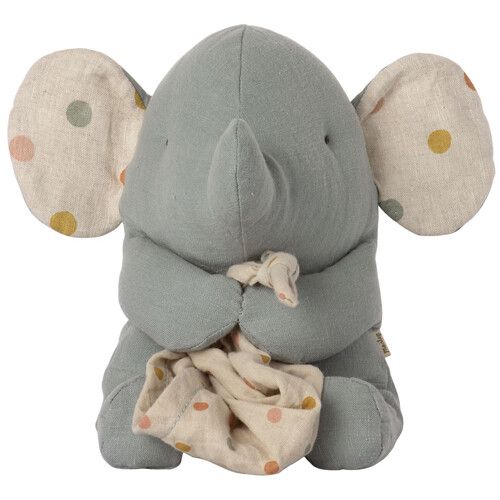 maileg knuffel met knuffeldoekje en muziek - olifant - 17 cm