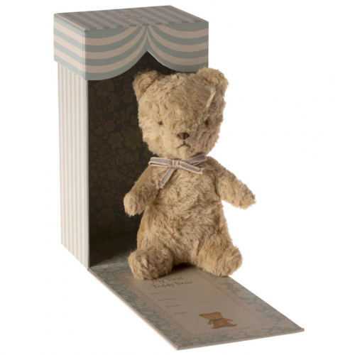 maileg knuffelbeer my first teddy met strik  - sand - 19 cm 