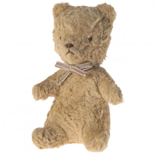 maileg knuffelbeer my first teddy met strik  - sand - 19 cm 