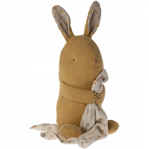 maileg lapin en peluche avec couverture et musique - jaune poussière - 32 cm