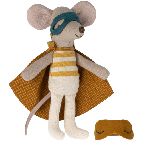 maileg knuffelmuis kleine broer- superheld - 11 cm 