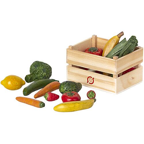 maileg poppenhuis kistje met groente en fruit - 4,5 cm