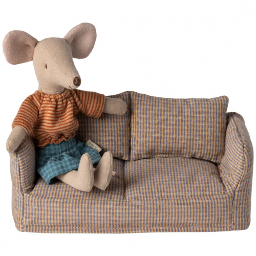 maileg poppenhuis sofa geruit - 7,5 cm