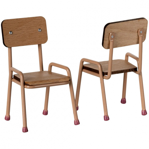 maileg poppenhuis tafel en stoelen dark powder - 9 cm