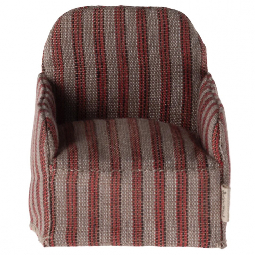 maileg poppenhuisstoel rood gestreept - 7,5 cm