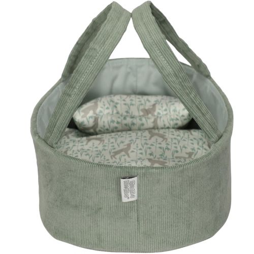 mama memo poppenreiswieg corduroy mint - 35 cm