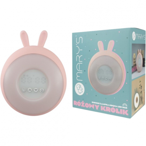 mary's wekker en rgb nachtlampje konijn - roze