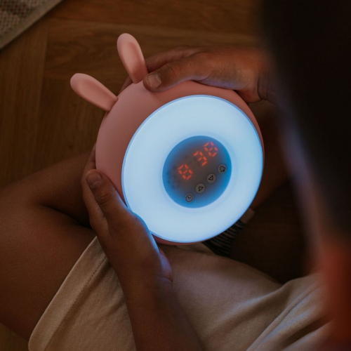 mary's wekker en rgb nachtlampje konijn - roze