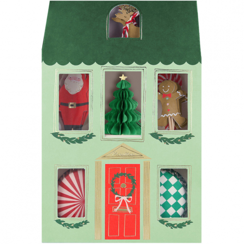 meri meri cupcake set kerstmis - 24st