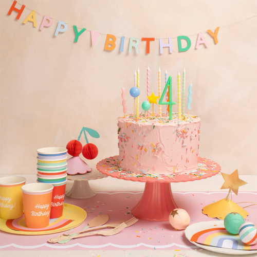 meri meri bekers happy birthday gekleurd - 8st