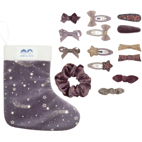 mimi & lula kerstsok haaraccessoires - lilac - 14st