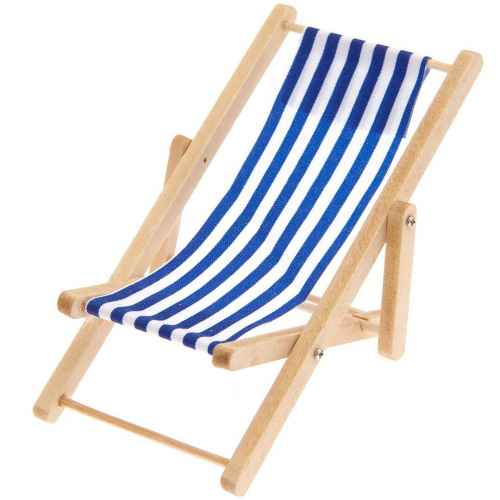 miniatuur strandstoel - blauw - 11 cm