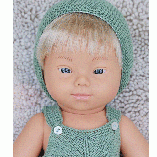 miniland babypop europees met het syndroom van Down - jongen - 38 cm