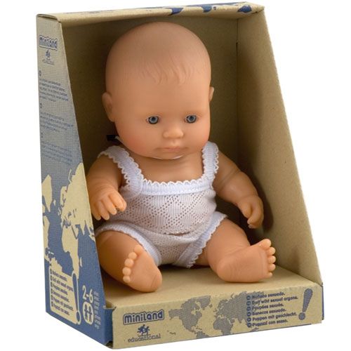 miniland babypop europees met ondergoed jongen - 21 cm