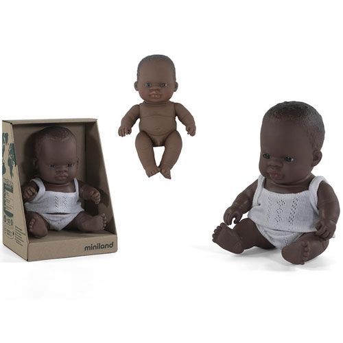 miniland babypop afrikaans met ondergoed jongen - 21 cm