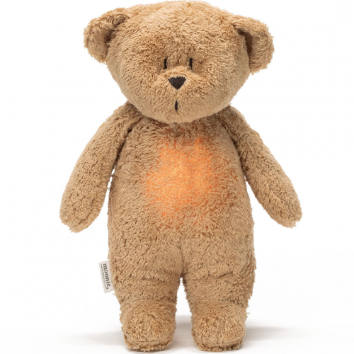 moonie 2.0 next gen knuffelbeer met nachtlamp en geluid – cappuccino natur – 28 cm