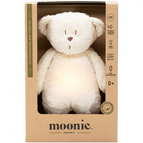 moonie 2.0 next gen knuffelbeer met nachtlamp en geluid - polar natur - 28 cm