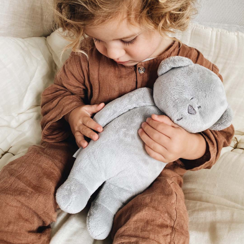 moonie 2.0 next gen knuffelbeer met nachtlamp en geluid - silver - 28 cm