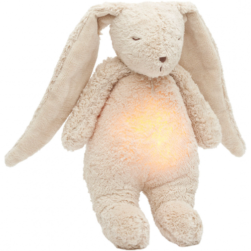moonie 2.0 next gen knuffelkonijn met nachtlamp en geluid - sand natur - 28 cm